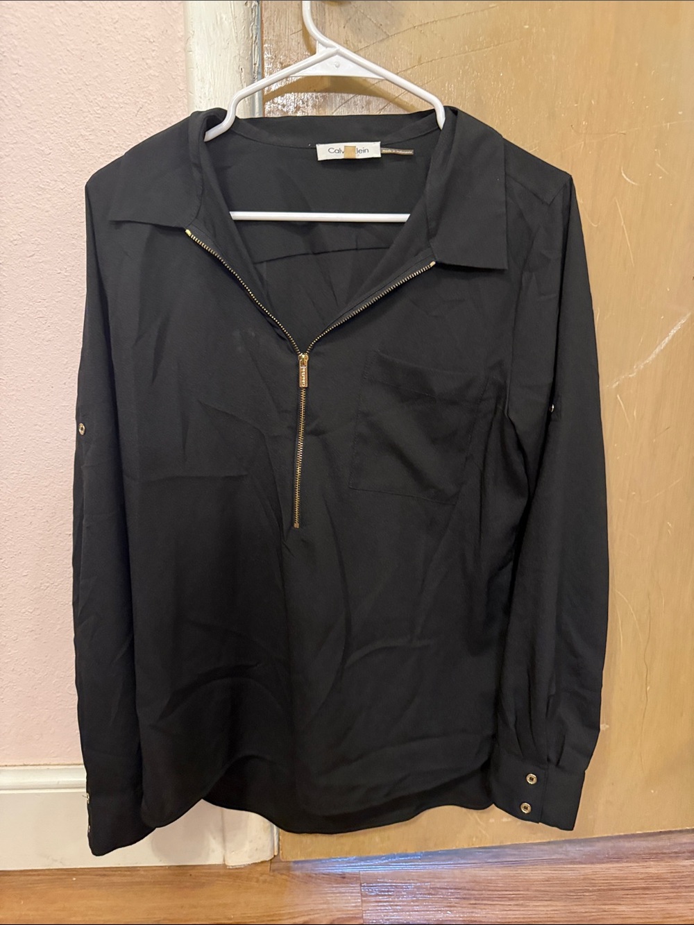 Calvin Klein Black Lightweight Zip Pullover Shirt Jacket